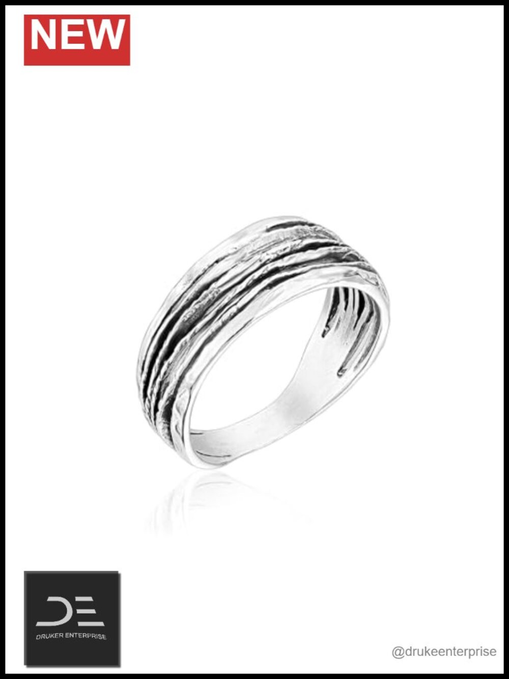 Textured Multi-Strand Sterling Silver Ring Stackable 925